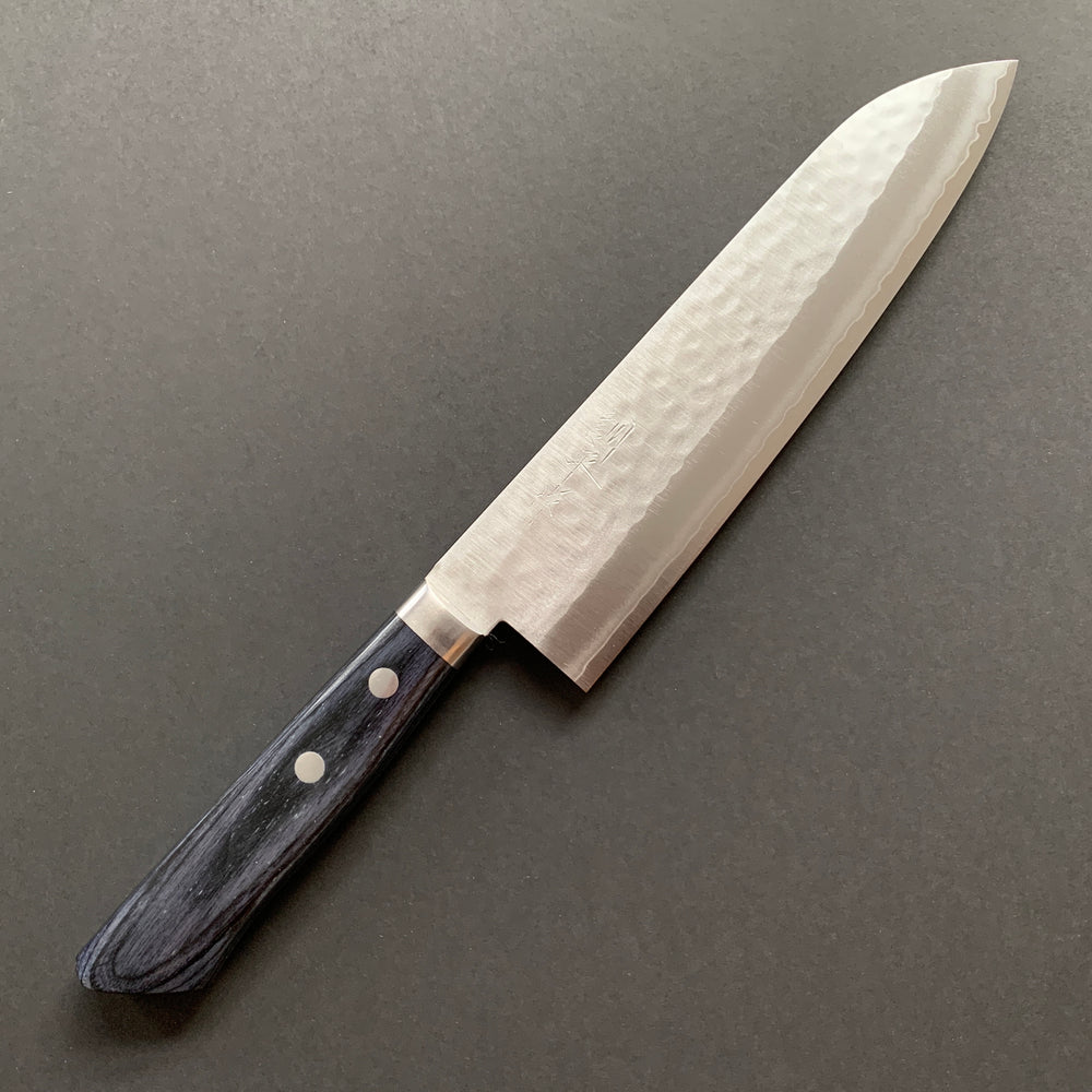 Gyuto knife, VG1 stainless steel, Tsuchime finish, Blue handle - Masutani
