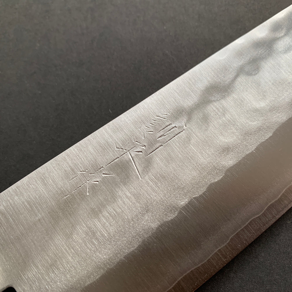 Gyuto knife, VG1 stainless steel, Tsuchime finish, Blue handle - Masutani