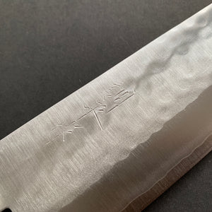 Gyuto knife, VG1 stainless steel, Tsuchime finish, Blue handle - Masutani