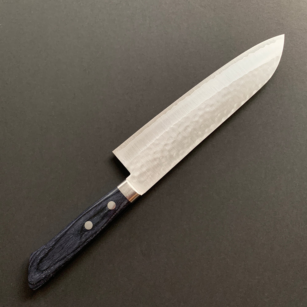 Gyuto knife, VG1 stainless steel, Tsuchime finish, Blue handle - Masutani