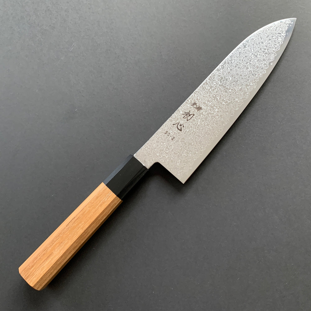 Santoku knife, SG2 stainless steel, Damascus finish, Saihyo range - Hatsukokoro