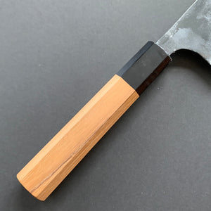Nakiri knife, Aogami 2 with iron cladding, Damascus and Kurouchi finish - Kajibee