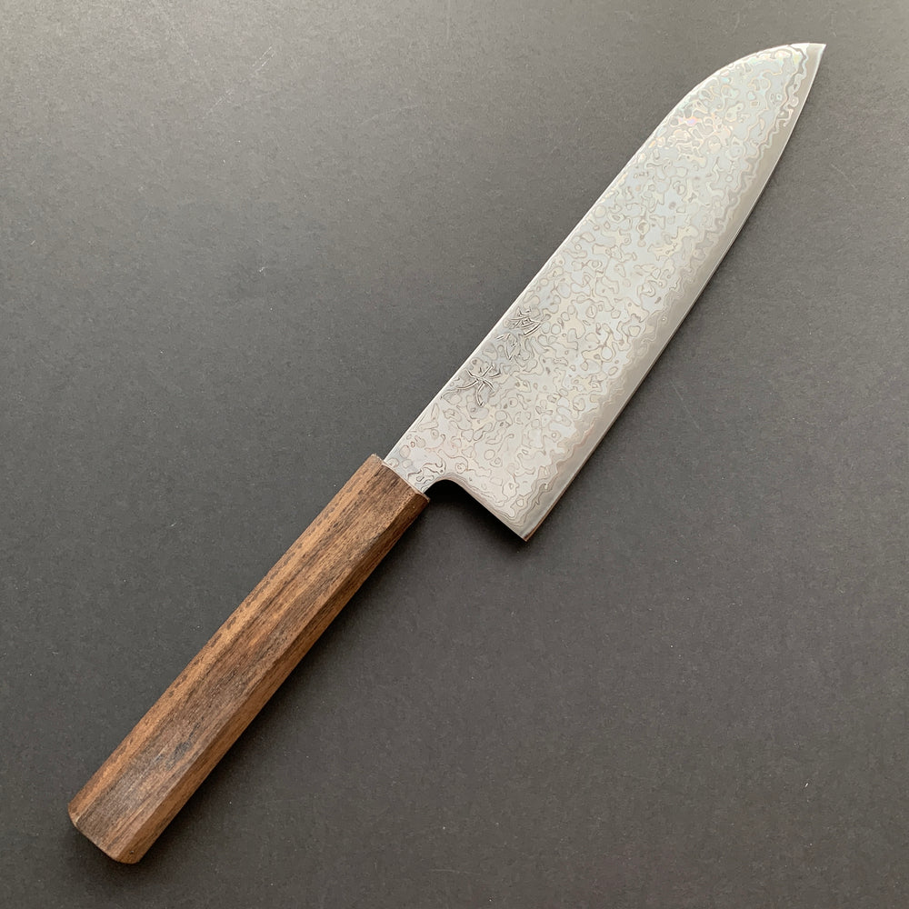 Santoku knife, SLD steel, Kurozome Damascus finish, Hikari range - Hatsukokoro