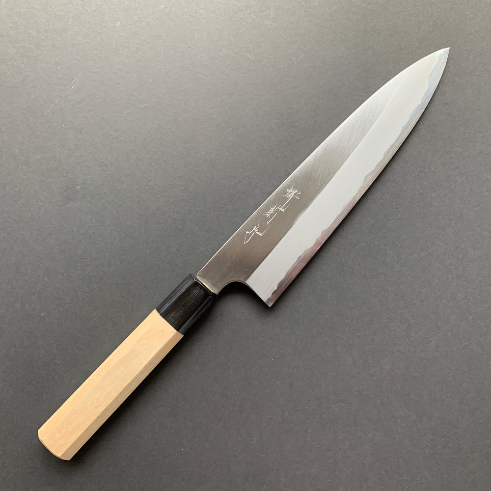 Gyuto knife, Shirogami 1 Carbon Steel with Stainless Steel cladding, Polished finish  - Togashi Kenji