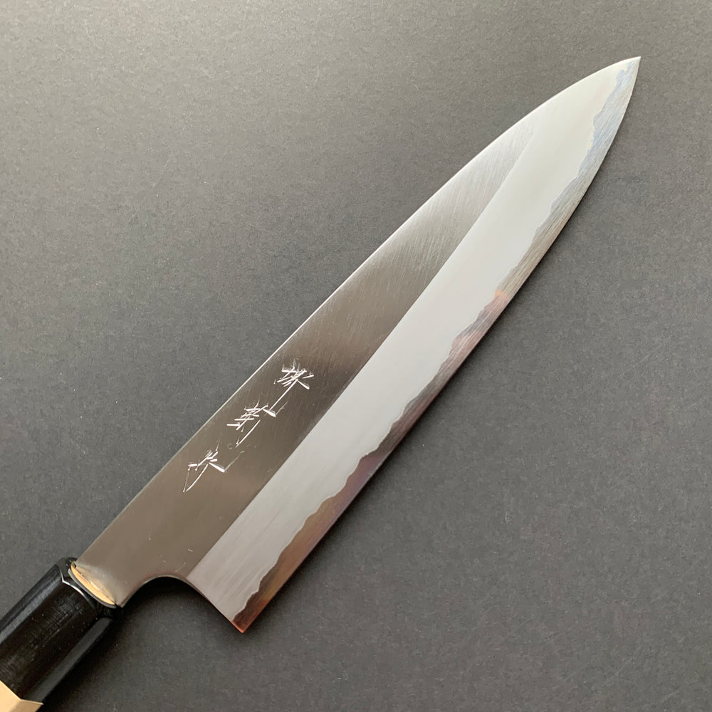 Gyuto knife, Shirogami 1 Carbon Steel with Stainless Steel cladding, Polished finish  - Togashi Kenji
