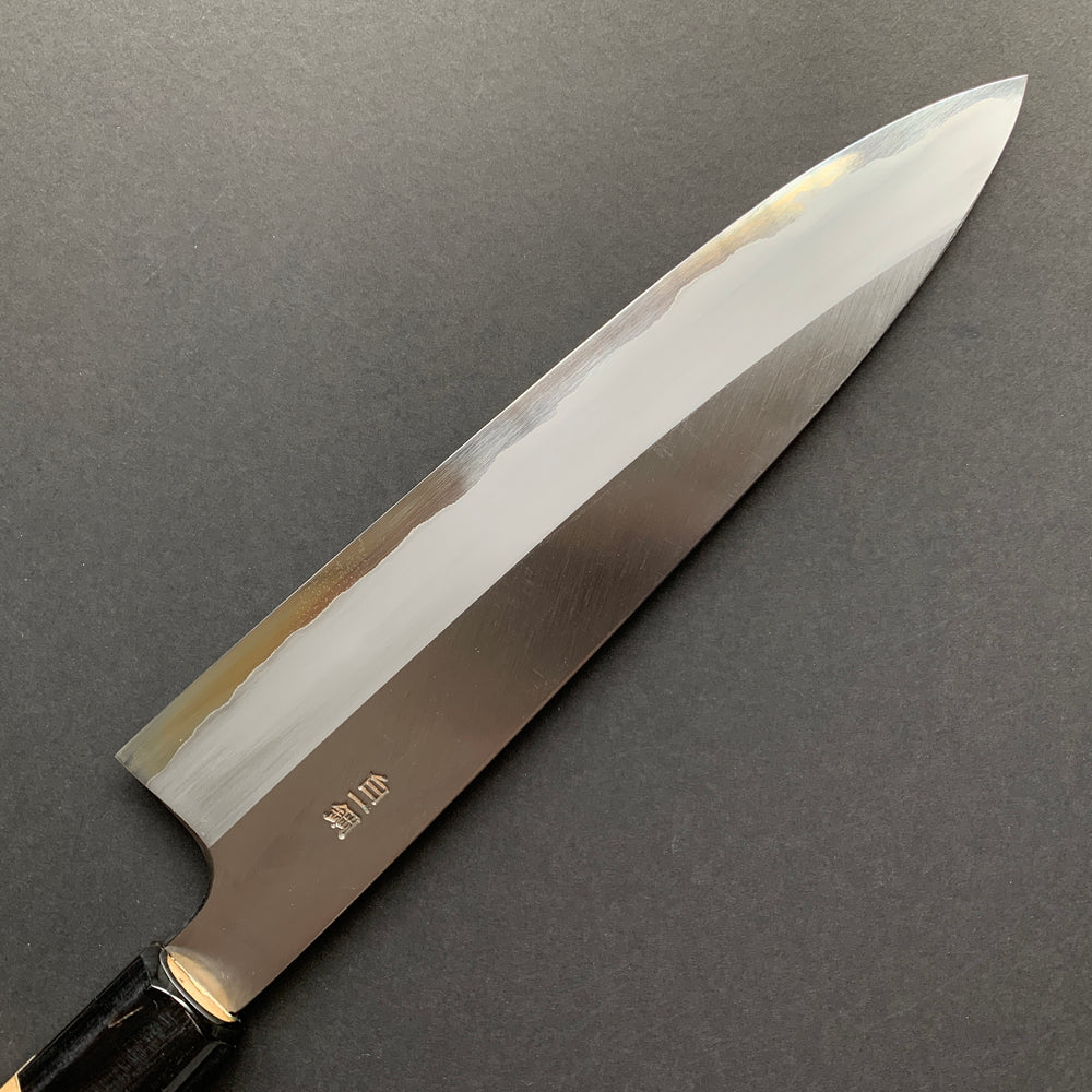 Gyuto knife, Shirogami 1 Carbon Steel with Stainless Steel cladding, Polished finish  - Togashi Kenji