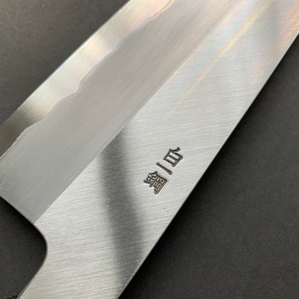 Gyuto Knife, Shirogami 1 Carbon Steel with Stainless Steel cladding, Polished finish - Sakai Kikumori x Nakagawa Hamono