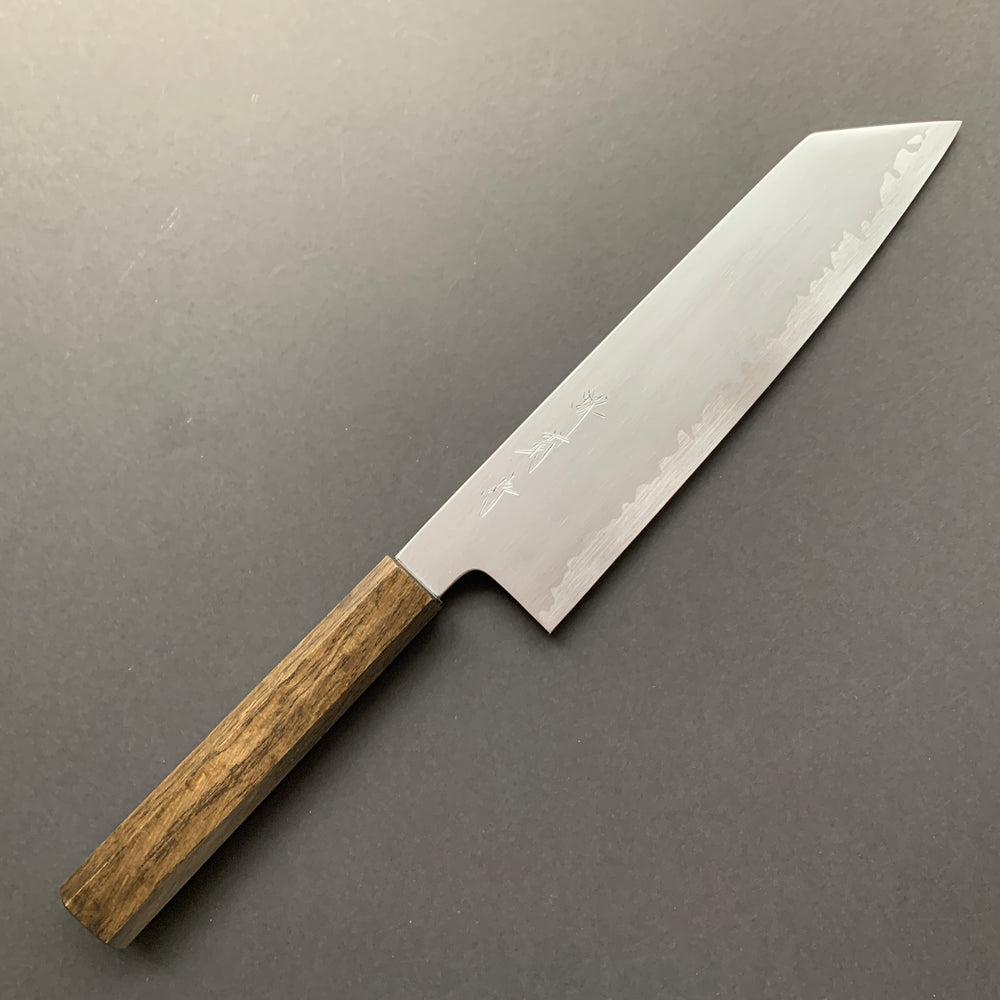 Kiritsuke Gyuto Knife, Shirogami 2 Carbon Steel with Stainless Steel cladding, Kasumi finish - Sakai Kikumori