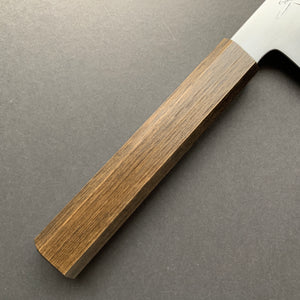 Kiritsuke Santoku Knife, Shirogami 2 Carbon Steel with Stainless Steel cladding, Kasumi finish - Sakai Kikumori