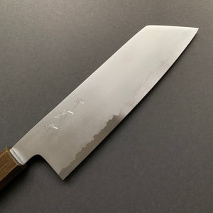 Kiritsuke Santoku Knife, Shirogami 2 Carbon Steel with Stainless Steel cladding, Kasumi finish - Sakai Kikumori