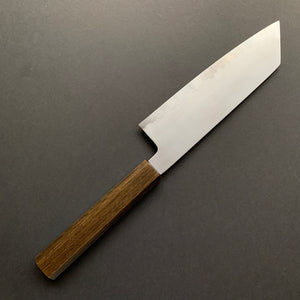 Kiritsuke Santoku Knife, Shirogami 2 Carbon Steel with Stainless Steel cladding, Kasumi finish - Sakai Kikumori