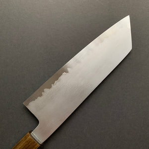 Kiritsuke Santoku Knife, Shirogami 2 Carbon Steel with Stainless Steel cladding, Kasumi finish - Sakai Kikumori