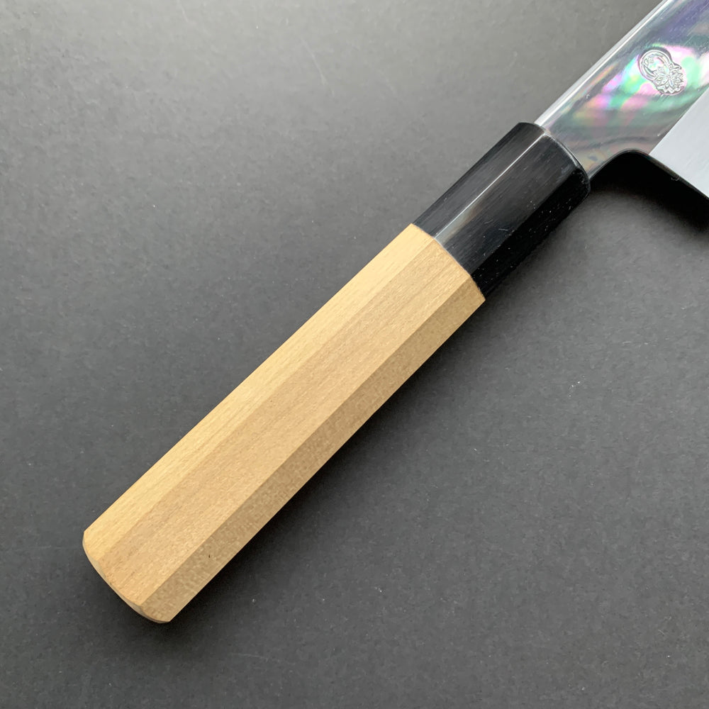 Gyuto Knife, Aogami 1 Carbon Steel with Soft Iron Cladding, mirror polished finish, Choyo range - Sakai Kikumori