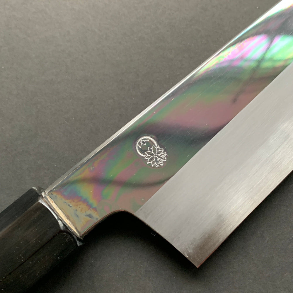 Gyuto Knife, Aogami 1 Carbon Steel with Soft Iron Cladding, mirror polished finish, Choyo range - Sakai Kikumori