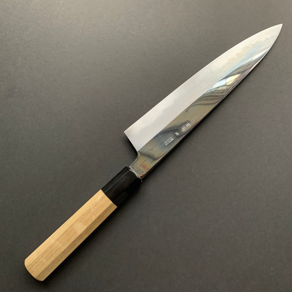 Gyuto Knife, Aogami 1 Carbon Steel with Soft Iron Cladding, mirror polished finish, Choyo range - Sakai Kikumori
