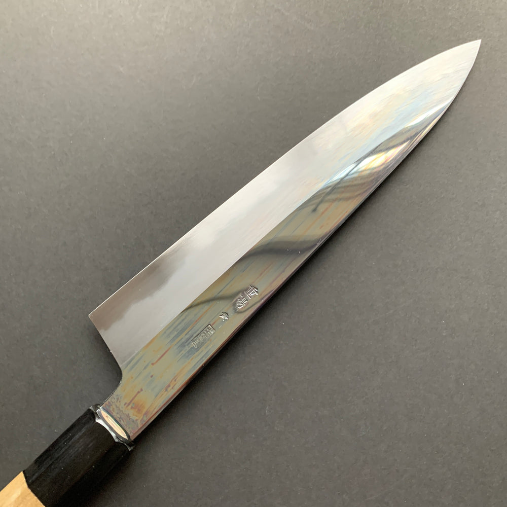 Gyuto Knife, Aogami 1 Carbon Steel with Soft Iron Cladding, mirror polished finish, Choyo range - Sakai Kikumori