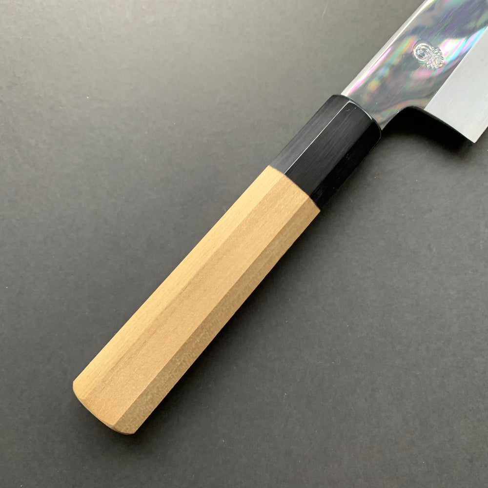 Kiritsuke Santoku Knife, Shirogami 2 with iron cladding, mirror polished finish, Choyo range - Sakai Kikumori