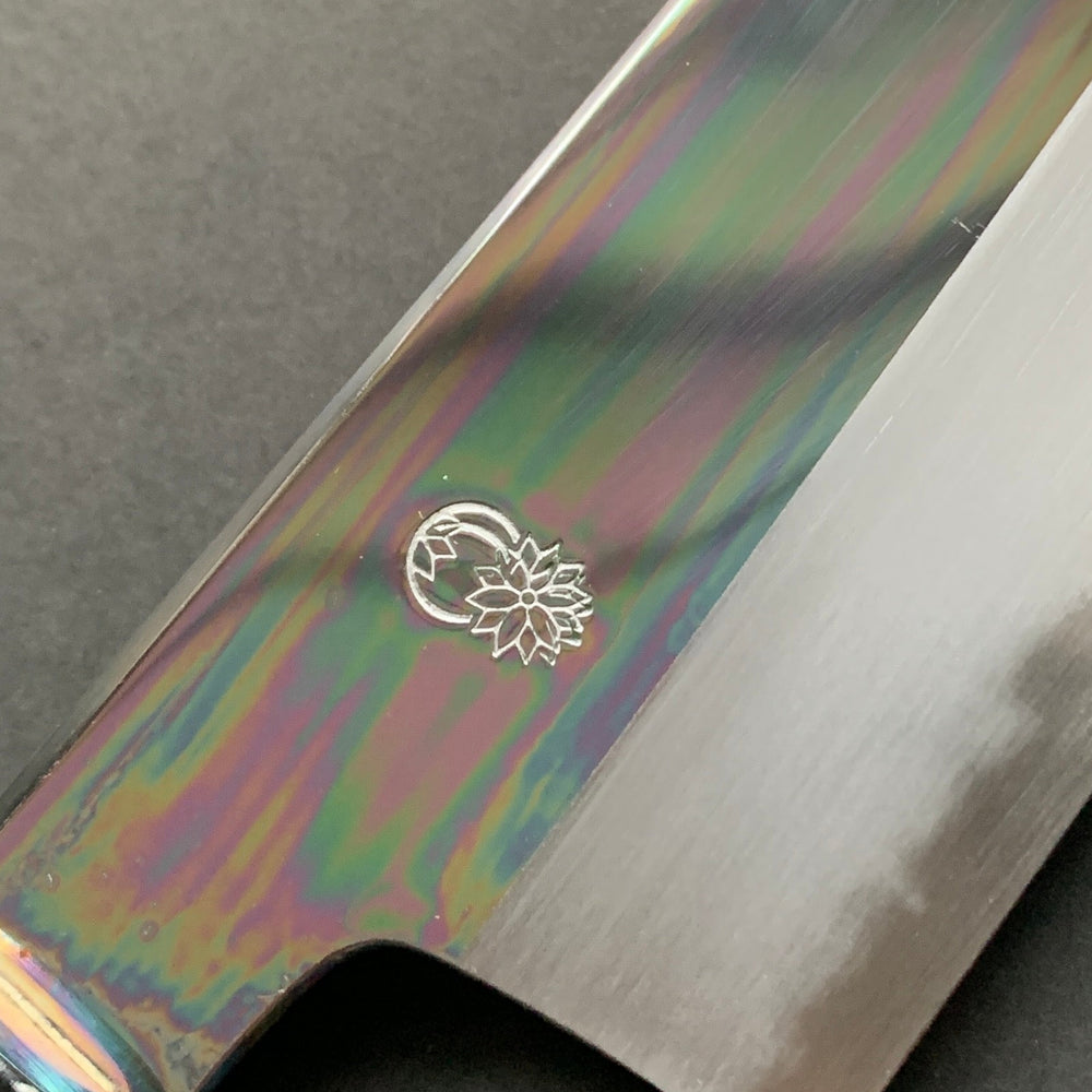 Kiritsuke Santoku Knife, Shirogami 2 with iron cladding, mirror polished finish, Choyo range - Sakai Kikumori