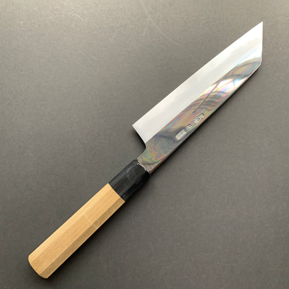 Kiritsuke Santoku Knife, Shirogami 2 with iron cladding, mirror polished finish, Choyo range - Sakai Kikumori