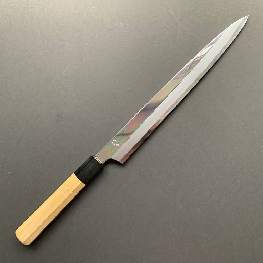 Yanagiba Knife, Shirogami 2 with iron cladding, mirror polished finish, Choyo range - Sakai Kikumori