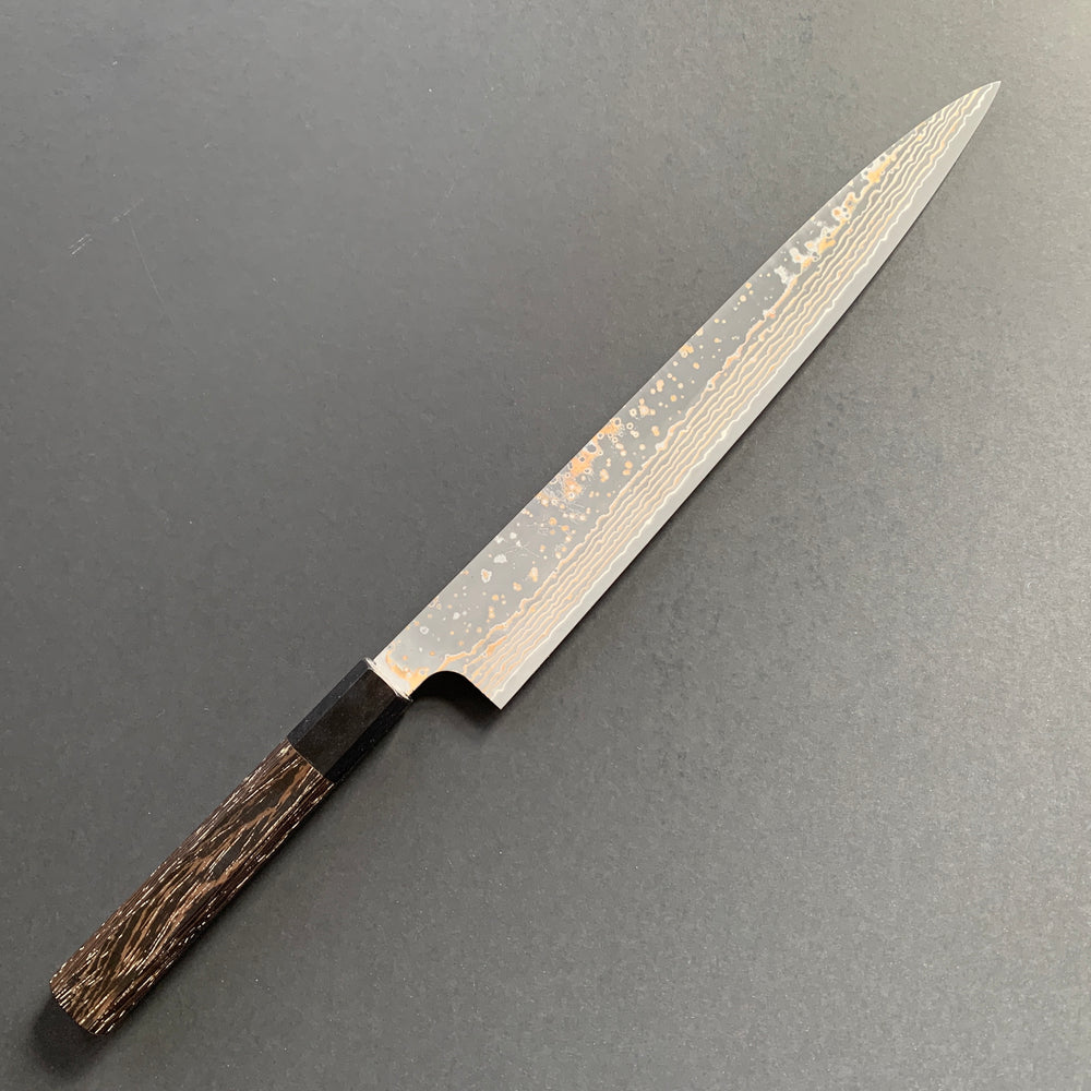 Sujihiki knife, VG10 Stainless Steel, Coloured Damascus finish - Saji