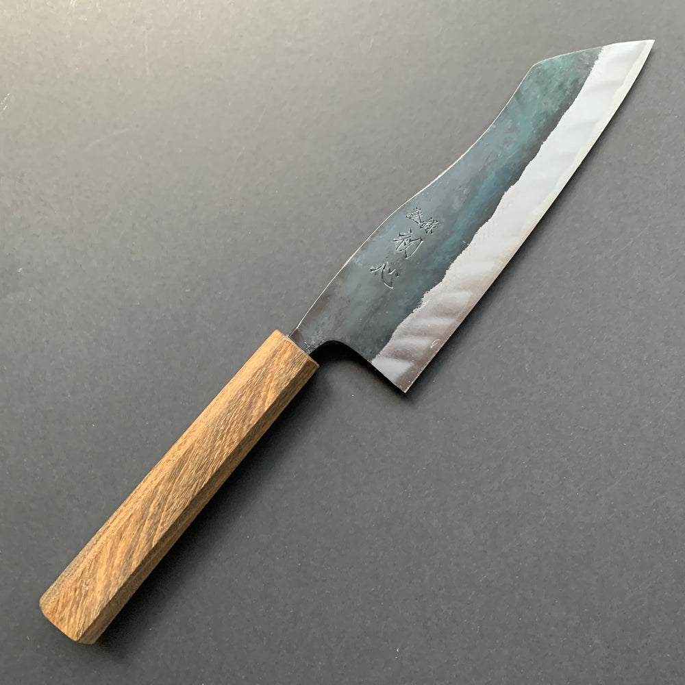 Hakata knife, Aogami 2 with iron cladding, Kurouchi finish - Hatsukokoro