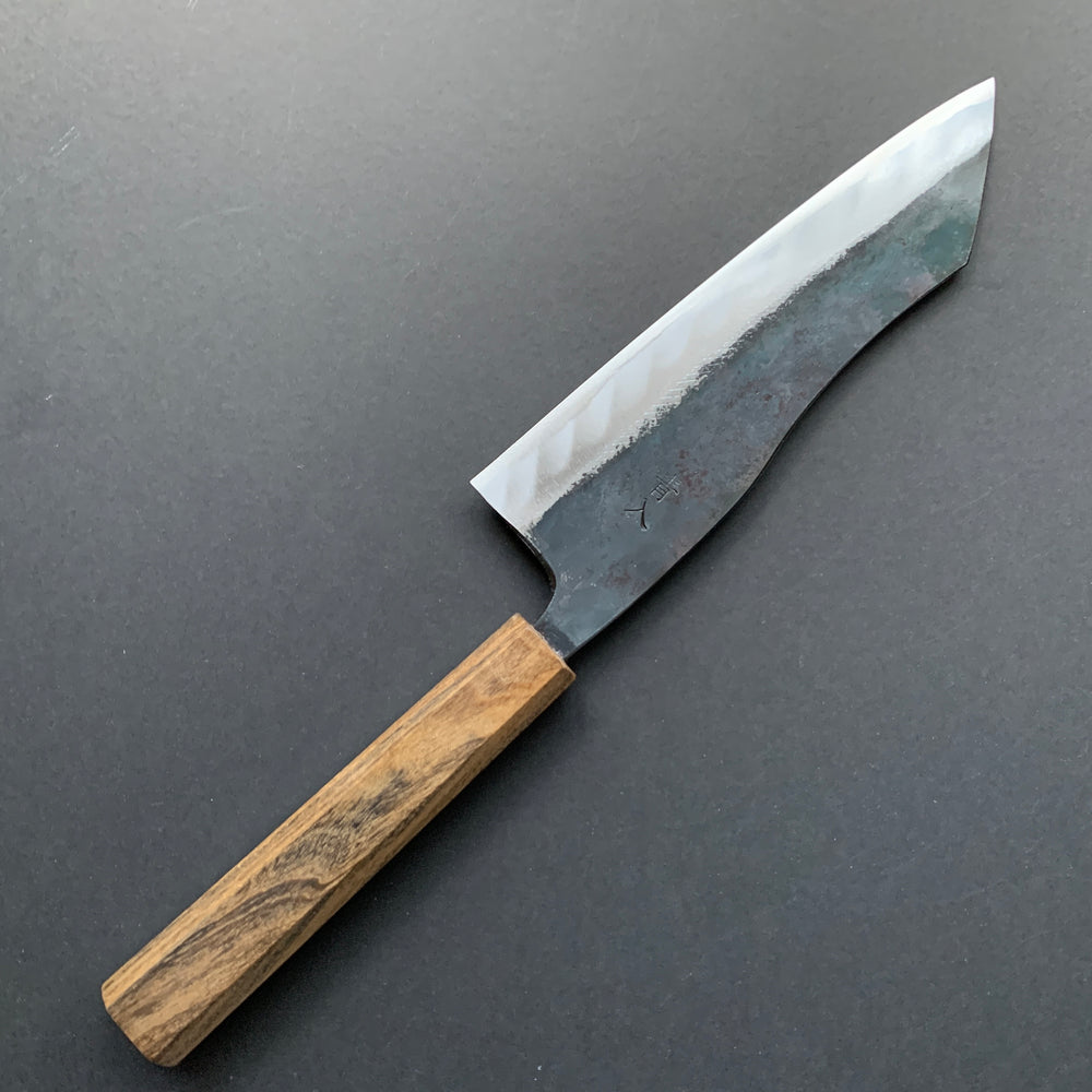 Hakata knife, Aogami 2 with iron cladding, Kurouchi finish - Hatsukokoro