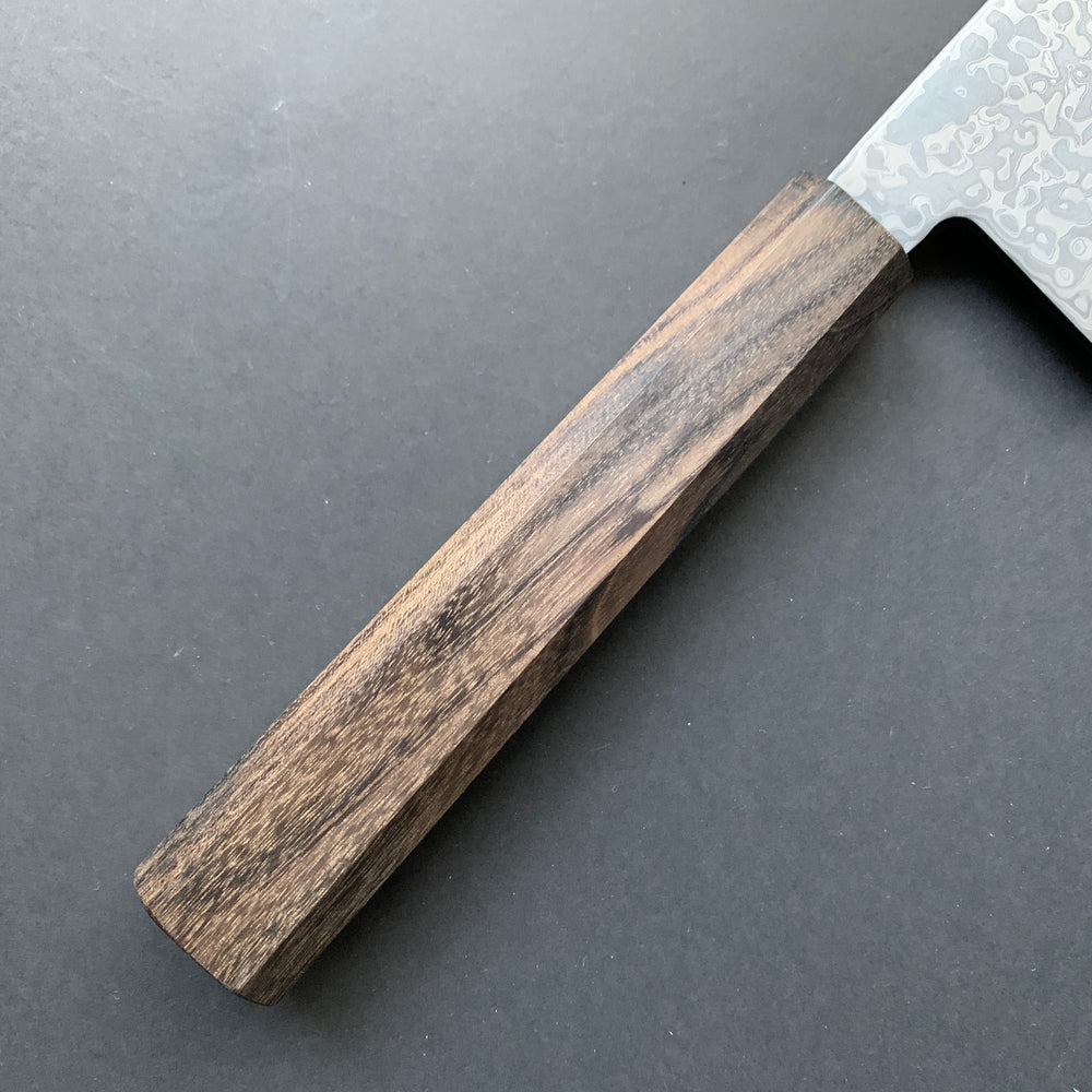 Nakiri knife, SLD steel, Kurozome Damascus finish, Hikari range - Hatsukokoro