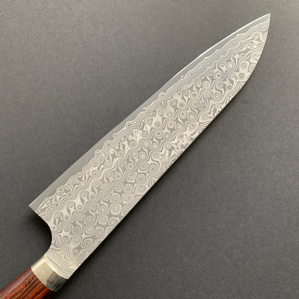 Gyuto knife, SG2 powder steel, Damascus finish, Western style Ironwood handle - Nigara