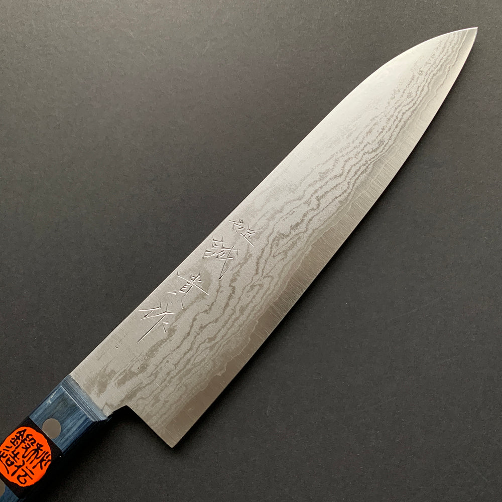 Gyuto knife, VG10 Stainless Steel, Damascus finish, Blue Handle - Shigeki Tanaka