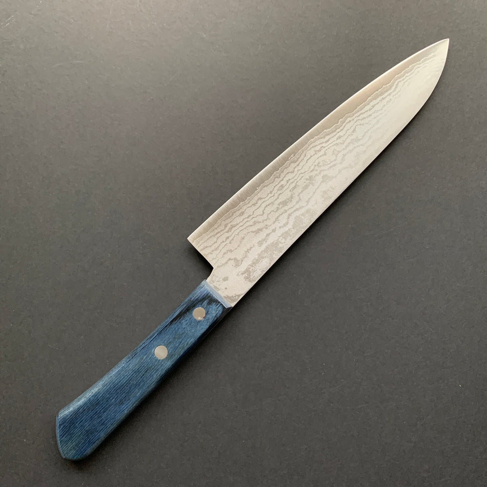 Gyuto knife, VG10 Stainless Steel, Damascus finish, Blue Handle - Shigeki Tanaka