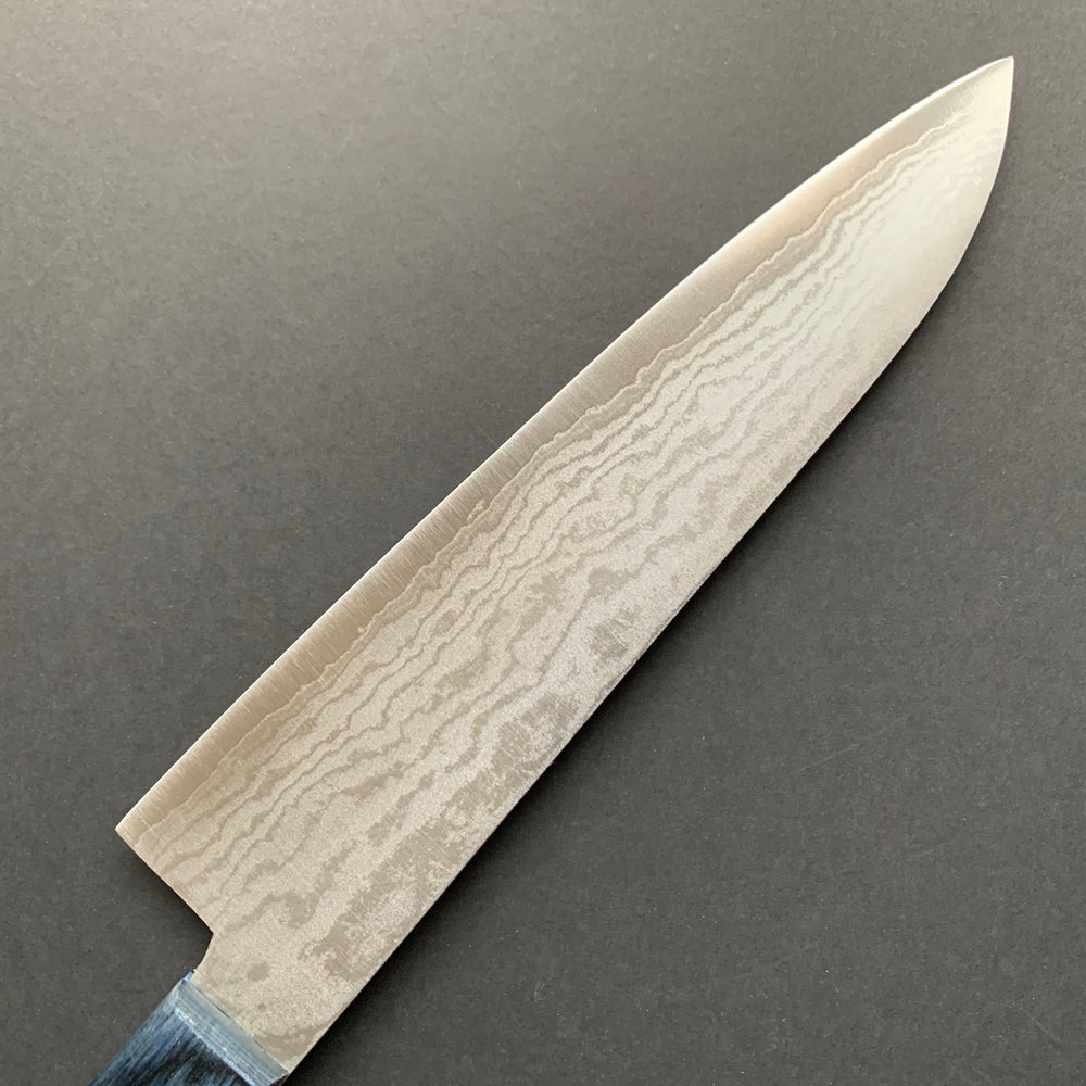 Gyuto knife, VG10 Stainless Steel, Damascus finish, Blue Handle - Shigeki Tanaka