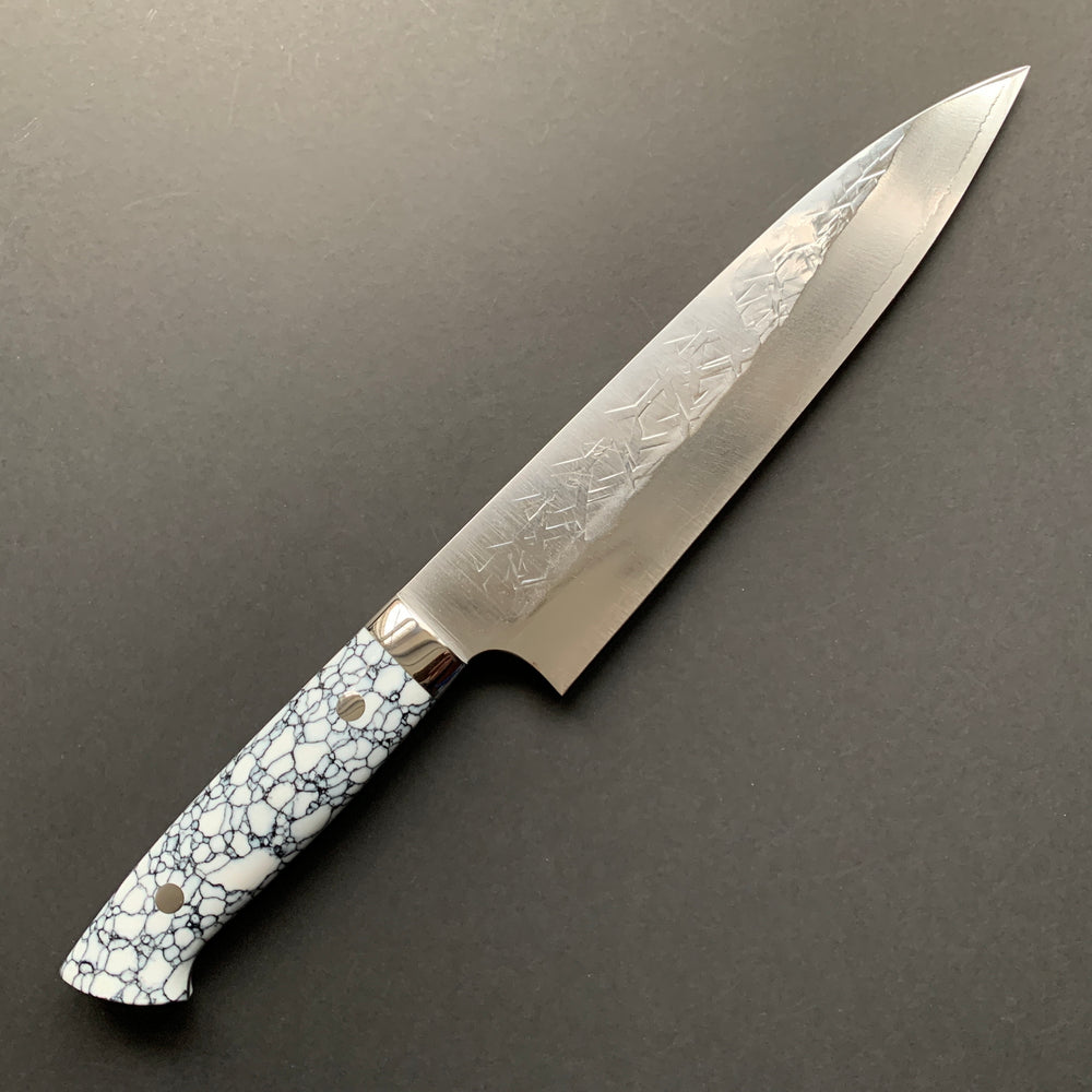 Gyuto knife, SRS13 stainless steel, Tsuchime finish, western style composite stone handle - Saji
