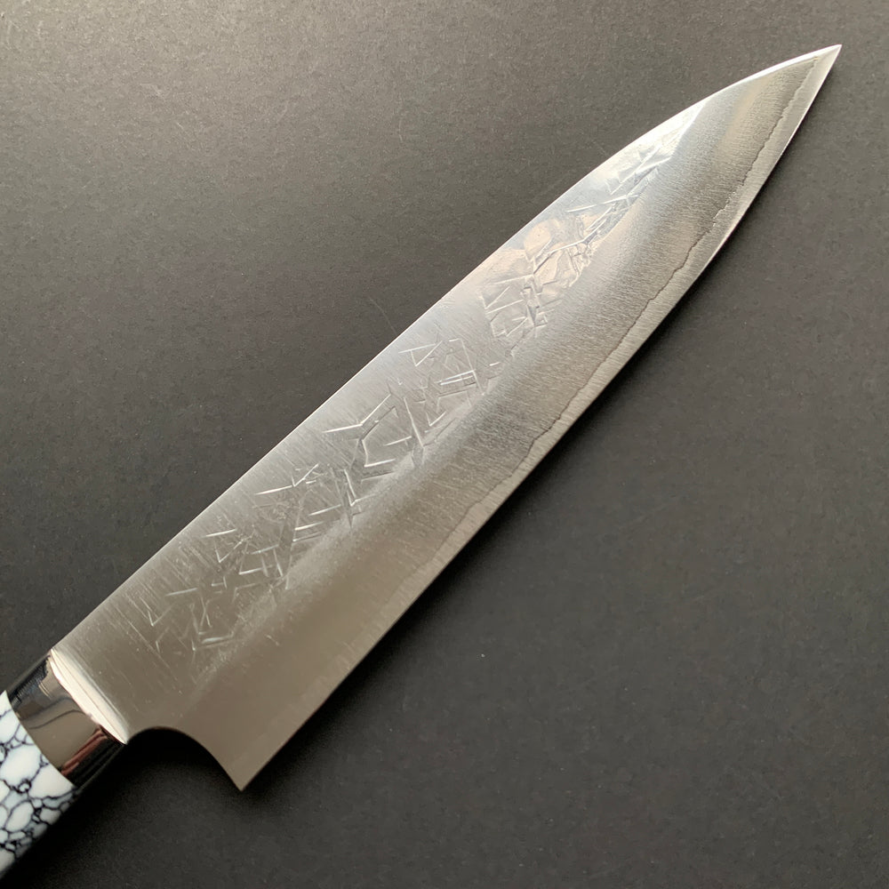 Gyuto knife, SRS13 stainless steel, Tsuchime finish, western style composite stone handle - Saji