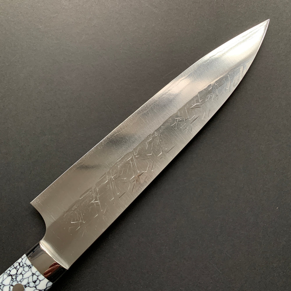 Gyuto knife, SRS13 stainless steel, Tsuchime finish, western style composite stone handle - Saji