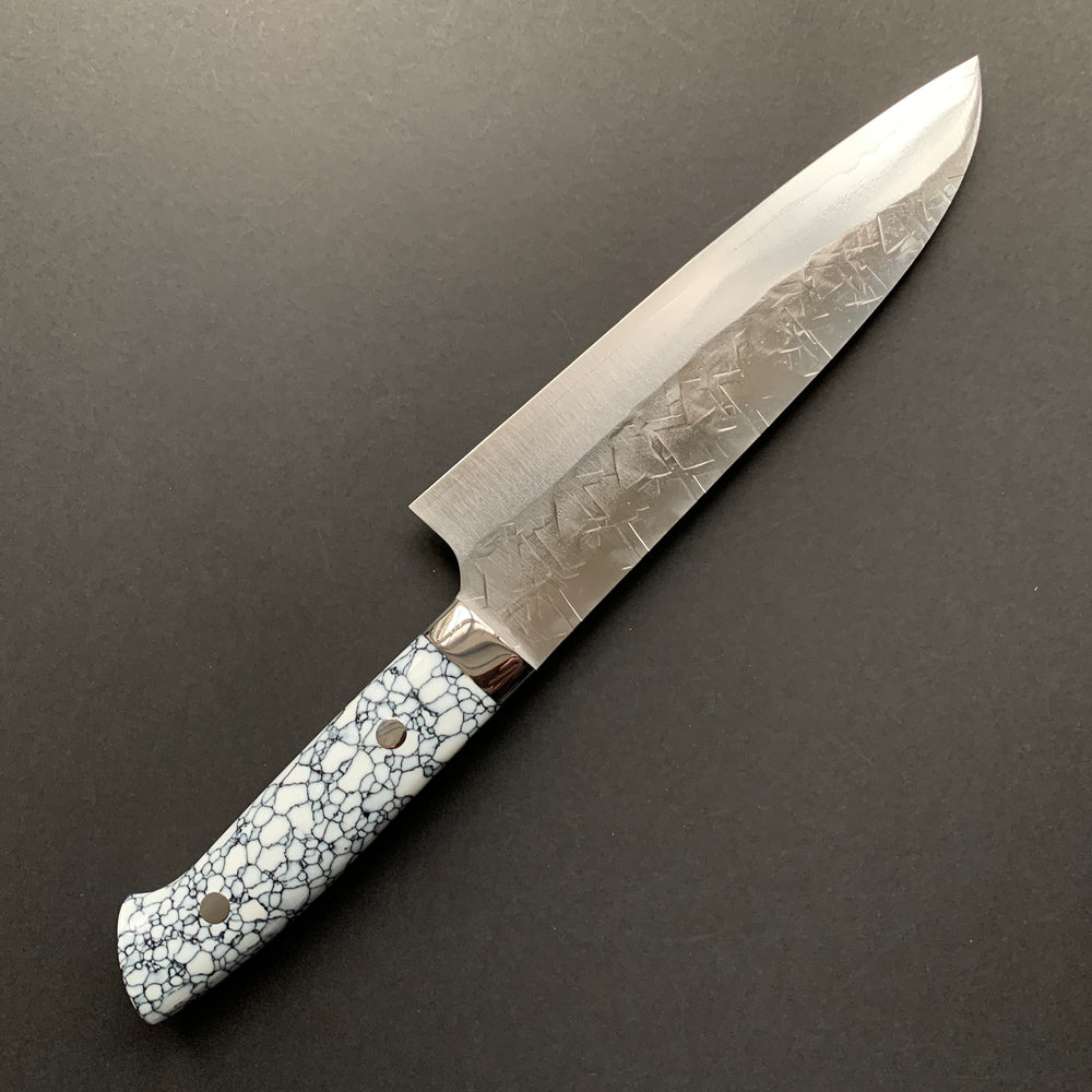 Santoku knife, SRS13 stainless steel, Tsuchime finish, western style composite stone handle - Saji