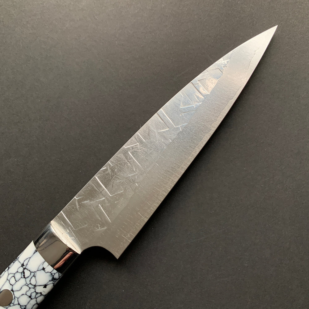 Petty knife, SRS13 stainless steel, Tsuchime finish, western style composite stone handle - Saji