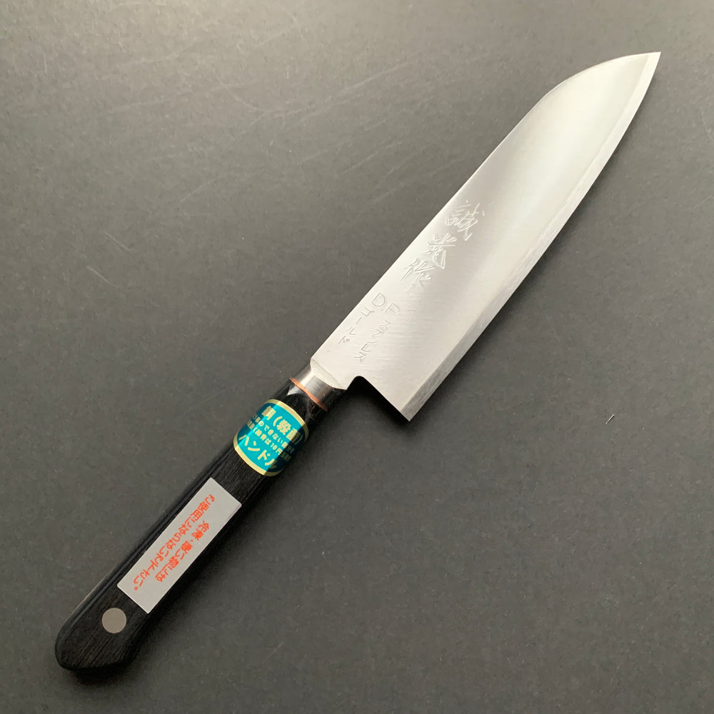 Small Santoku knife, VG1 stainless steel, polished finish, Western style Copper lined handle - Miki Hamono