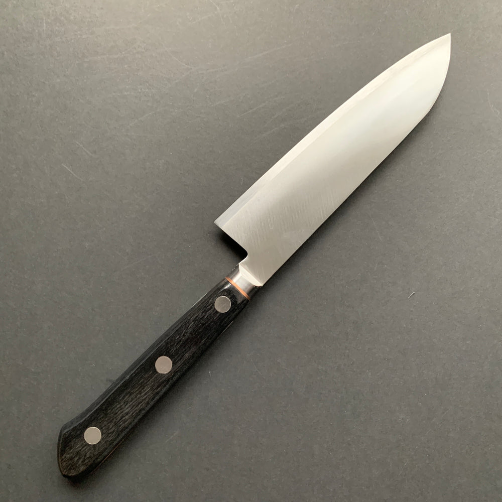 Small Santoku knife, VG1 stainless steel, polished finish, Western style Copper lined handle - Miki Hamono