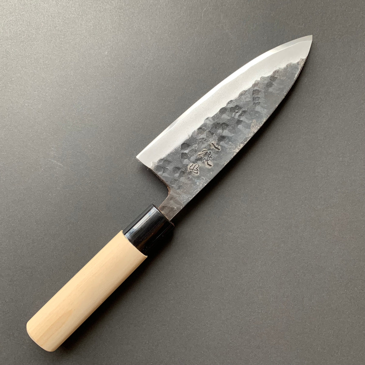 Deba Knife, Left handed, Shirogami 2 Carbon Steel, Iron Clad, Tsuchime