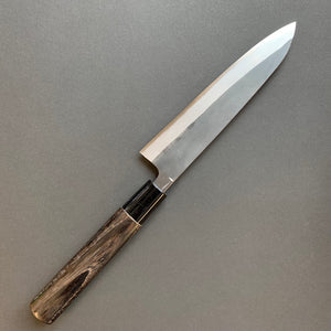 Petty knife, Aogami 2 carbon steel with stainless steel cladding, kurouchi finish - Shinichi Watanabe