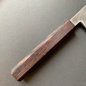 Santoku knife, Aogami 2 Carbon steel with Watetsu cladding, Kasumi finish, honwarikomi construction - Miyazaki