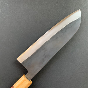 Santoku knife, Aogami 2 carbon steel with stainless steel cladding, kurouchi finish - Shinichi Watanabe