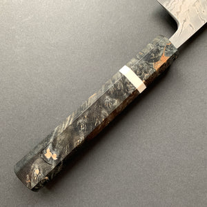 Kiritsuke Sujihiki knife, Aogami Super carbon steel with iron cladding, wave shaped Damascus finish, honwarikomi construction - Miyazaki