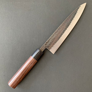 Gyuto knife, Aogami 2 core with stainless steel cladding, kurouchi and tsuchime finish - Ohishi