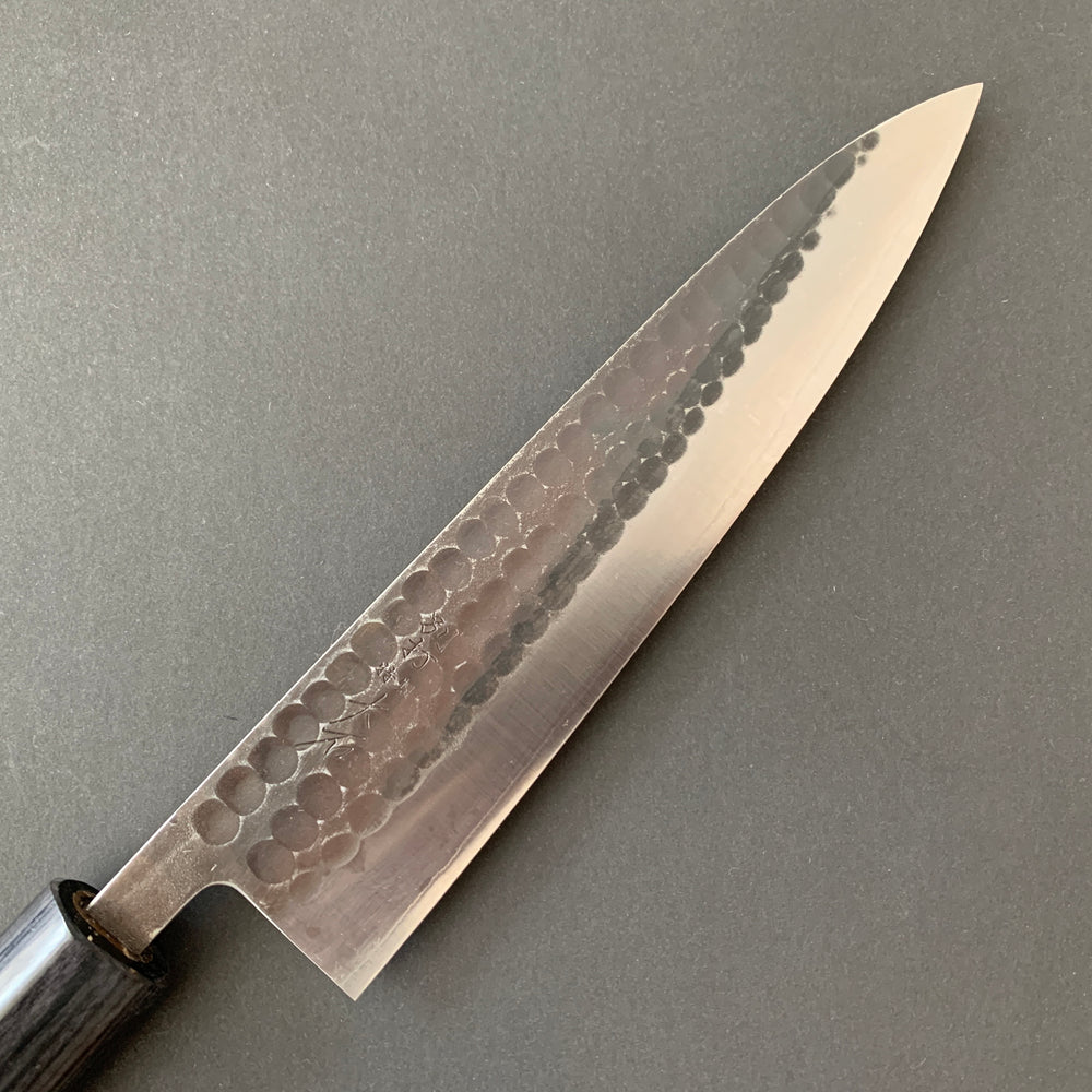 Gyuto knife, Aogami 2 core with stainless steel cladding, kurouchi and tsuchime finish - Ohishi