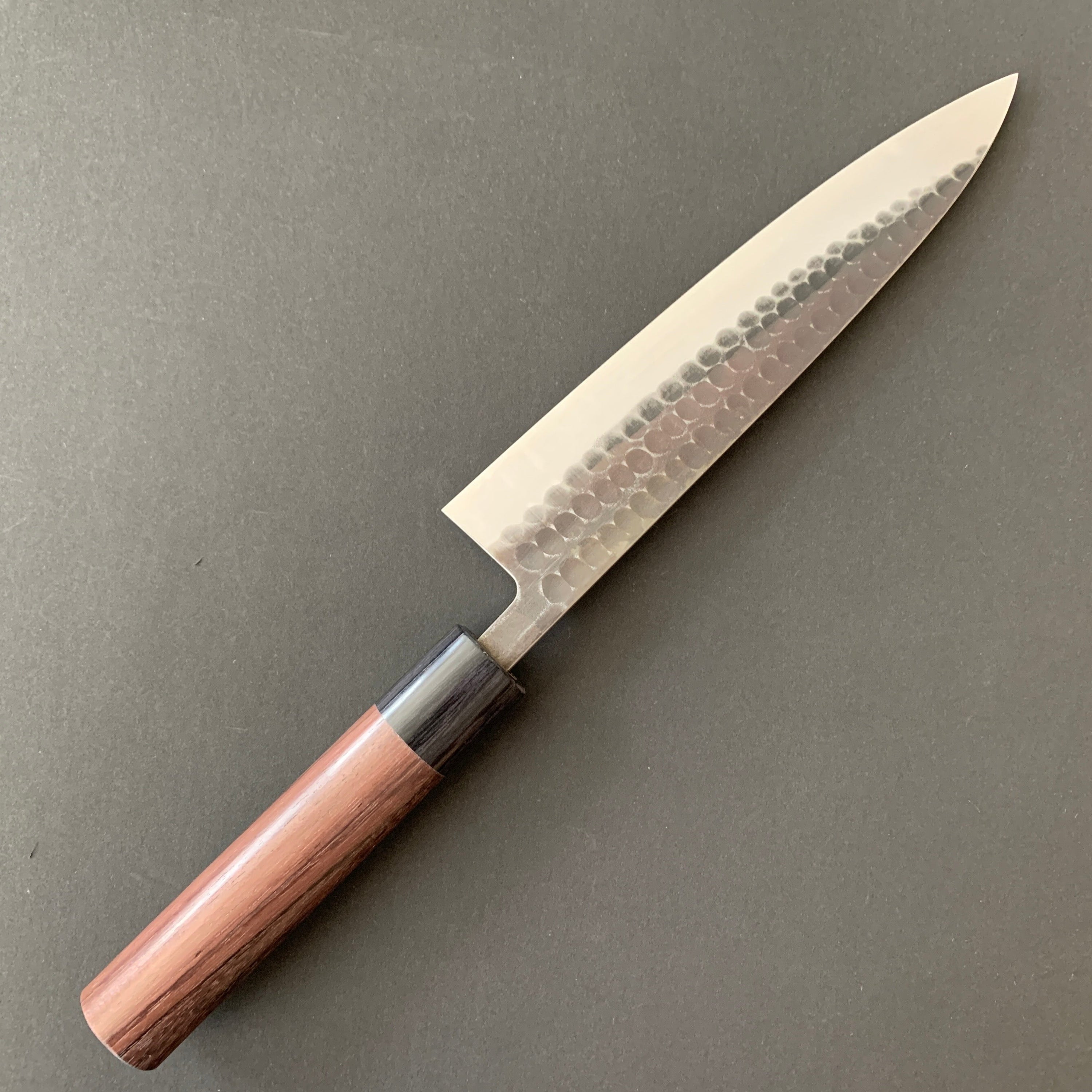 Gyuto knife, Aogami 2 core with stainless steel cladding, kurouchi and tsuchime finish - Ohishi