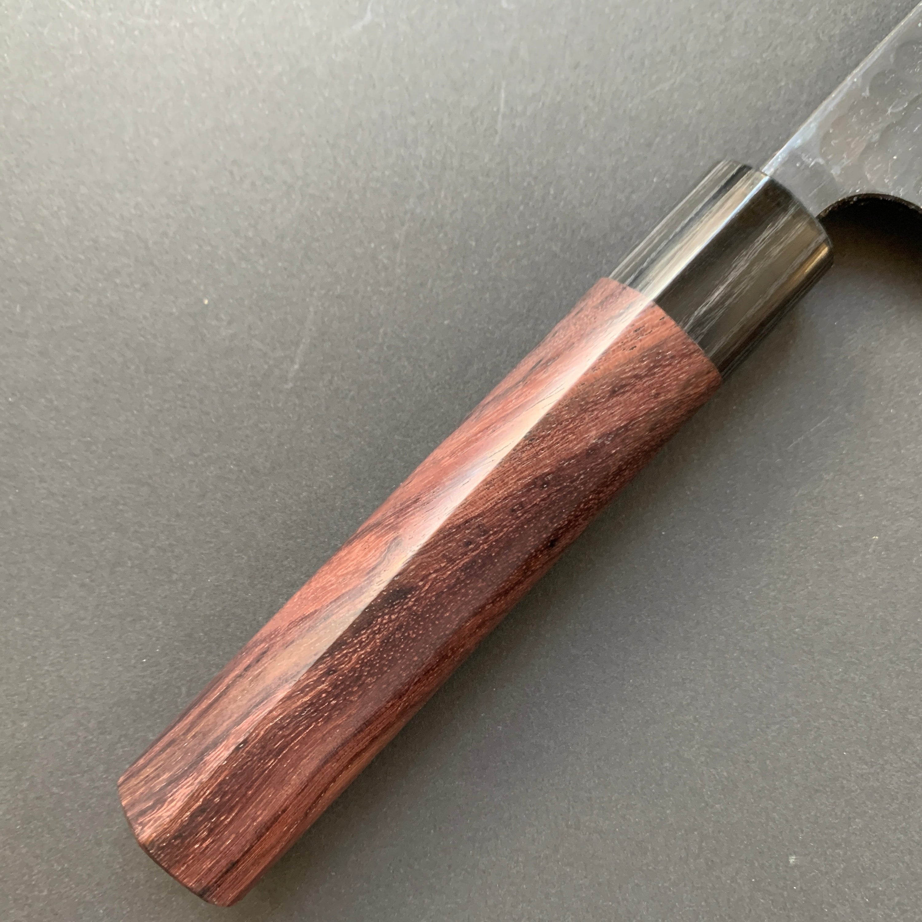 Sujihiki knife, Aogami Super carbon steel, Kurouchi Tsuchime and damascus finish - Akifusa