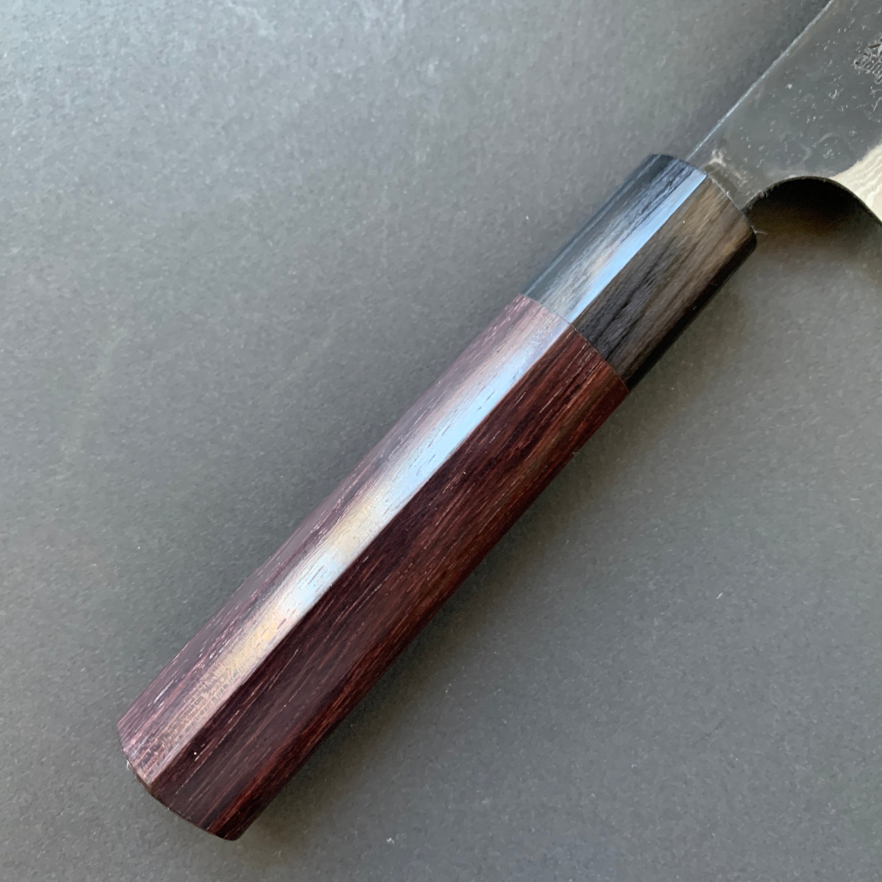 Petty knife, Aogami Super carbon steel, Kurouchi Tsuchime and damascus finish - Akifusa