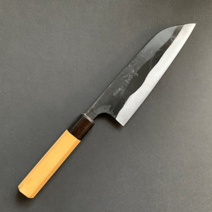 Santoku knife, Aogami 2 with iron cladding, Damascus finish - Kajibee
